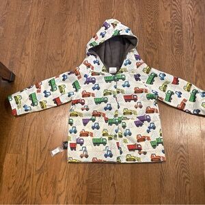 Colorful Construction Vehicle Hooded Raincoat Size 3